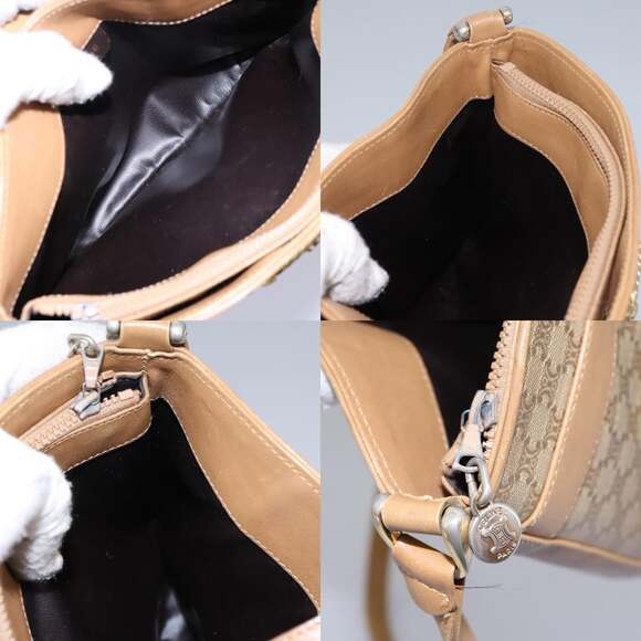 CELINE Macadam Canvas Shoulder Bag Pvc Leather Beige - Picture 12 of 13